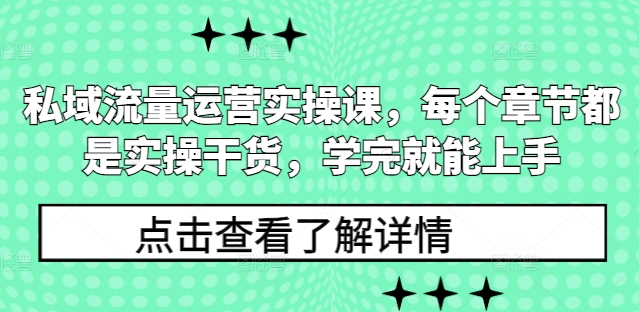 私域流量运营实操课，每个章节都是实操干货，学完就能上手-511资料网