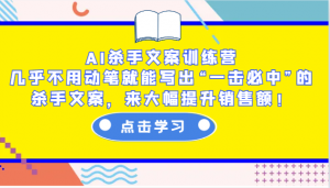 AI杀手文案训练营：几乎不用动笔就能写出“一击必中”的杀手文案，来大幅提升销售额！-511资料网