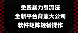免费暴力引流法，全新平台，背靠大公司，软件矩阵轻松操作-511资料网