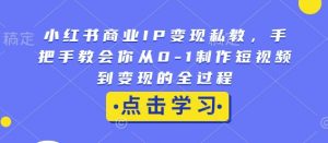 小红书商业IP变现私教，手把手教会你从0-1制作短视频到变现的全过程-511资料网