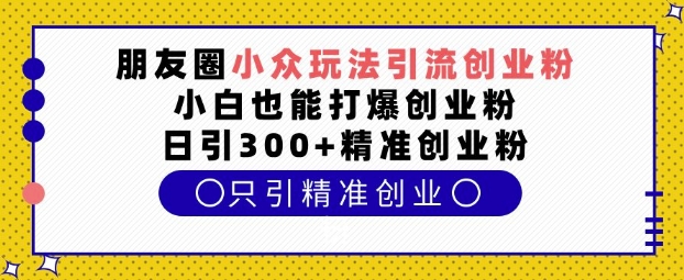 朋友圈小众玩法引流创业粉，小白也能打爆创业粉，日引300+精准创业粉【揭秘】-511资料网