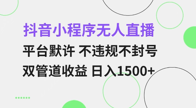 抖音小程序无人直播 平台默许 不违规不封号 双管道收益 日入多张 小白也能轻松操作【仅揭秘】-511资料网