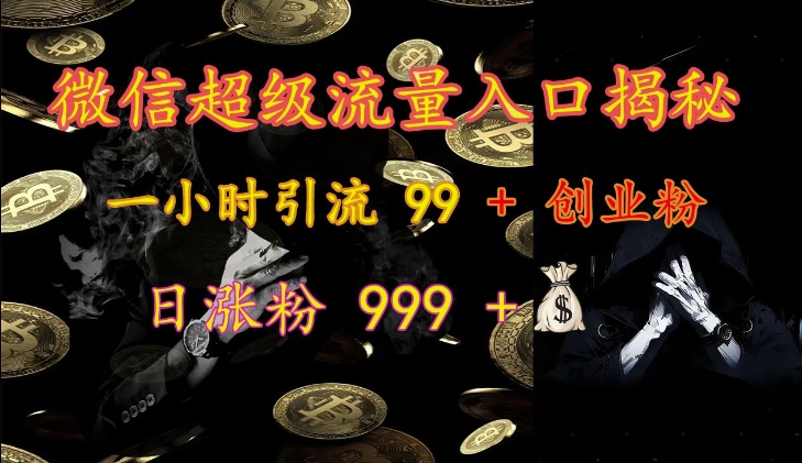 微信超级流量入口揭秘:一小时引流 99 + 创业粉,日涨粉 999 +-511资料网