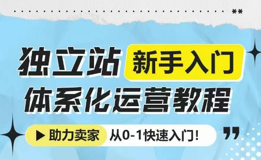 独立站新手入门体系化运营教程，助力独立站卖家从0-1快速入门!-511资料网