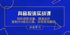 抖音投流实战课，轻松获取流量，精准出价，复制大V成功之路，实现变现翻倍-511资料网