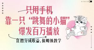 只用手机靠一只“跳舞的小猫”爆发百万播放，狂撸分成收益，保姆级教学-511资料网