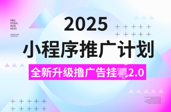 2025小程序推广计划，撸广告挂JI3.0玩法，日均5张【揭秘】-511资料网