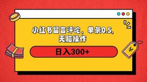 小红书评论单条0.5元，日入300＋，无上限，详细操作流程-511资料网