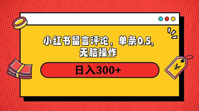小红书评论单条0.5元，日入300＋，无上限，详细操作流程-511资料网