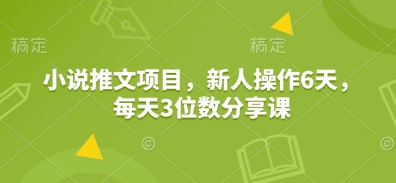 小说推文项目,新人操作6天,每天3位数分享课-511资料网
