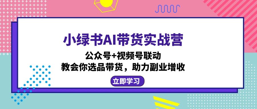 小绿书AI带货实战营：公众号+视频号联动，教会你选品带货，助力副业增收-511资料网