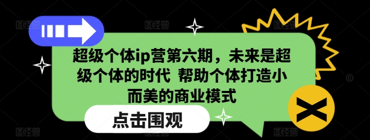 超级个体ip营第六期，未来是超级个体的时代  帮助个体打造小而美的商业模式-511资料网