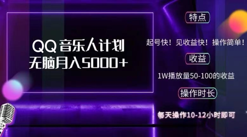 2024 QQ音乐人计划，纯无脑操作，轻松月入5000+，可批量放大操作-511资料网