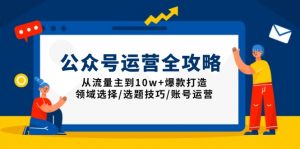 公众号运营全攻略：从流量主到10w+爆款打造，领域选择/选题技巧/账号运营-511资料网