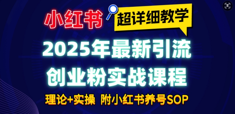 2025年最新小红书引流创业粉实战课程【超详细教学】小白轻松上手，月入1W+，附小红书养号SOP-511资料网