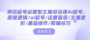 带你起号运营型主播培训课AI起号，底层逻辑/ai起号/运营晋级/主播进阶/基础操作/剪辑技巧-511资料网