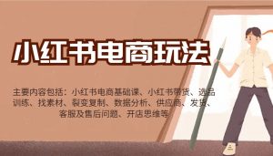 小红书电商玩法：带货/选品/找素材/裂变/数据分析/供应商/发货/售后/开店思维等-511资料网