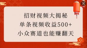 招财视频大揭秘：单条视频收益500+，小众赛道也能挣翻天!-511资料网
