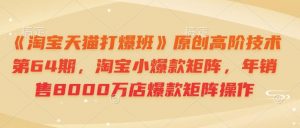 《淘宝天猫打爆班》原创高阶技术第64期，淘宝小爆款矩阵，年销售8000万店爆款矩阵操作-511资料网