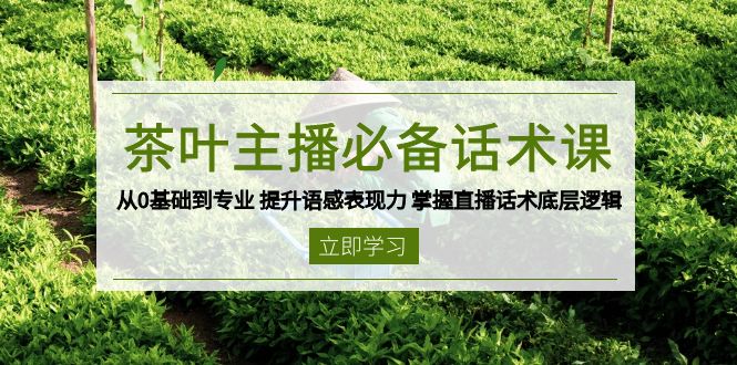 茶叶 主播必备话术课 从0基础到专业 提升语感表现力 掌握直播话术底层逻辑-511资料网