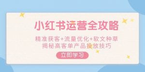 小红书运营全攻略，精准获客+流量优化+软文种草，揭秘高客单产品投放技巧-511资料网