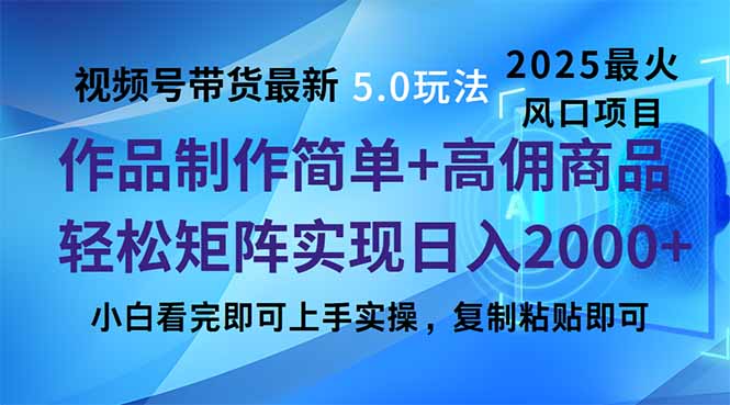 视频号带货最新5.0玩法，作品制作简单，当天起号，复制粘贴，轻松矩阵…-511资料网