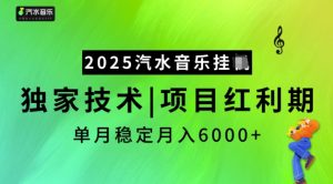 2025汽水音乐挂JI，独家技术，项目红利期，稳定月入5k【揭秘】-511资料网