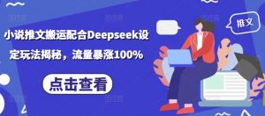 小说推文搬运配合Deepseek设定玩法揭秘，流量暴涨100%-511资料网