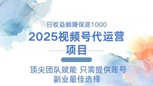 2025视频号代运营 日躺赚1000＋ 只需提供账号-511资料网