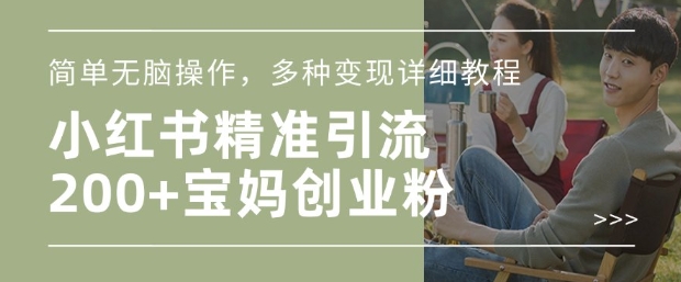 小红书混剪日引200+宝妈创业粉，简单无脑操作，多种变现详细教程-511资料网