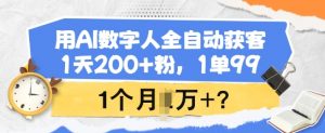 用AI数字人全自动获客，1天200+粉，1单99，1个月1个W+?-511资料网