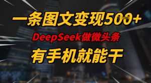 一条图文变现5张，DeeSeep微头条，有手机就能做-511资料网