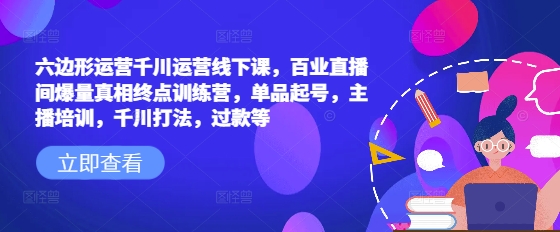 六边形运营千川运营线下课，百业直播间爆量真相终点训练营，单品起号，主播培训，千川打法，过款等-511资料网