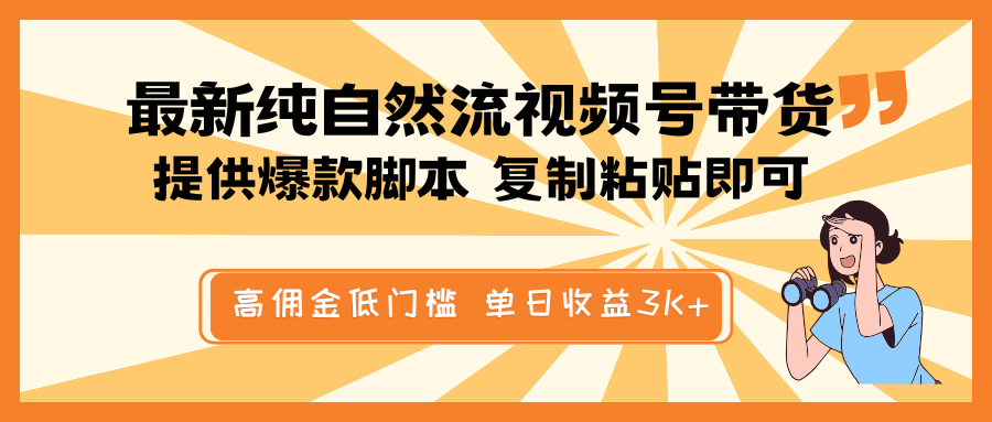 最新纯自然流视频号带货，提供爆款脚本简单 复制粘贴即可，高佣金低门槛，单日收益3K+-511资料网