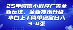 2025年微信小程序最新玩法纯小白易上手，稳定日入多张，技术全新升级【揭秘】-511资料网