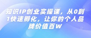 知识IP创业实操课，从0到1快速孵化，让你的个人品牌价值百W-511资料网