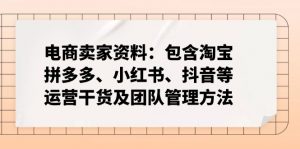 电商卖家资料：包含淘宝、拼多多、小红书、抖音等运营干货及团队管理方法-511资料网