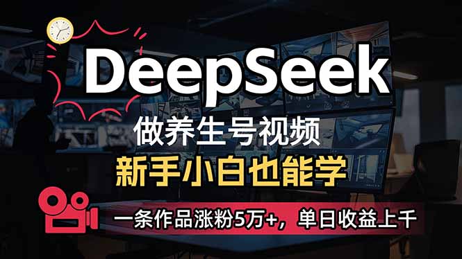 小白用DeepSeek做养生号，一条作品涨粉5万+，单日收益上千-511资料网