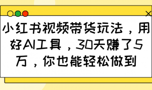 小红书视频带货玩法，用好AI工具，30天赚了5万，你也能轻松做到-511资料网