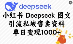 小红书Deepseek图文引流私域售卖资料，单日变现多张-511资料网