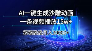 AI一键生成沙雕动画一条视频播放15Wt轻轻松松月入30000+-511资料网
