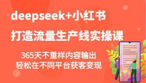 deepseek+小红书打造流量生产线实操课，365天不重样内容输出，轻松在不同平台获客变现-511资料网