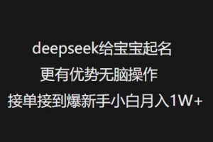 deepseek给宝宝起名更有优势无脑操作接单接到爆新手小白月入1W+-511资料网