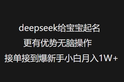 deepseek给宝宝起名更有优势无脑操作接单接到爆新手小白月入1W+-511资料网