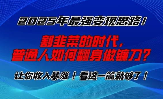 2025年最强变现思路，割韭菜的时代， 普通人如何翻身做镰刀？【揭秘】-511资料网