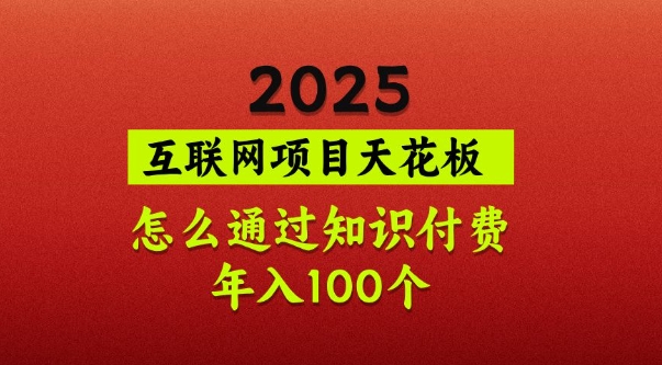 2025项目天花板，普通怎么通过知识付费翻身，年入百个【揭秘】-511资料网