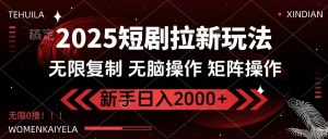 2025短剧拉新玩法，无需注册登录，无限0撸，无脑批量操作日入2000+-511资料网