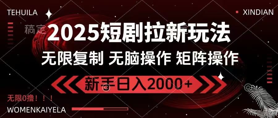 2025短剧拉新玩法，无需注册登录，无限0撸，无脑批量操作日入2000+-511资料网