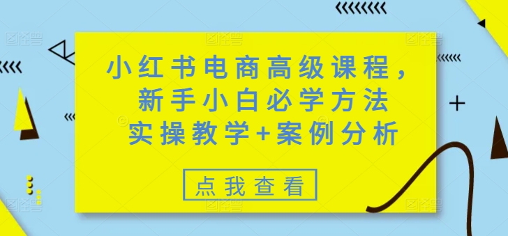 小红书电商高级课程,新手小白必学方法,实操教学+案例分析-511资料网