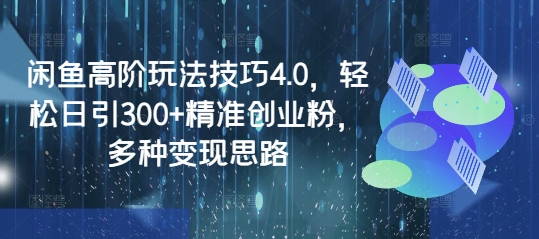 闲鱼高阶玩法技巧4.0，轻松日引300+精准创业粉，多种变现思路-511资料网